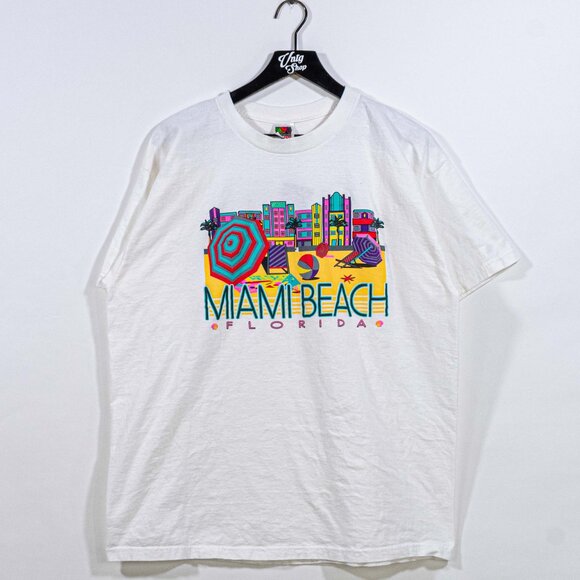 Miami Beach Florida Art Deco T-Shirt PeopleSoft Software Tech XL Y2K Streetwear - Picture 1 of 16